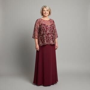 Eva burgundy and gold dress, size 26, NEW WITH TAGS!